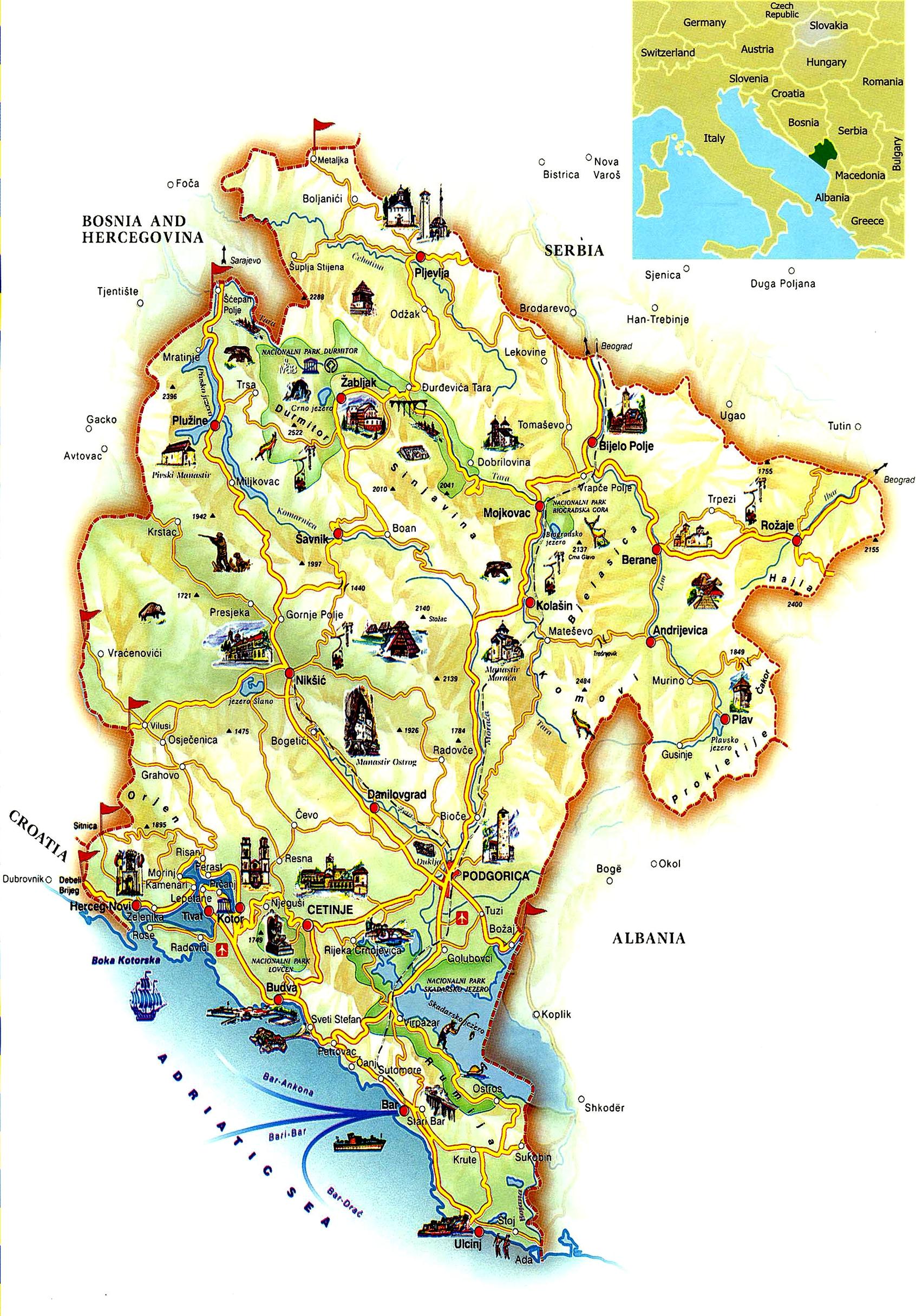 Maps of Montenegro & Tourist