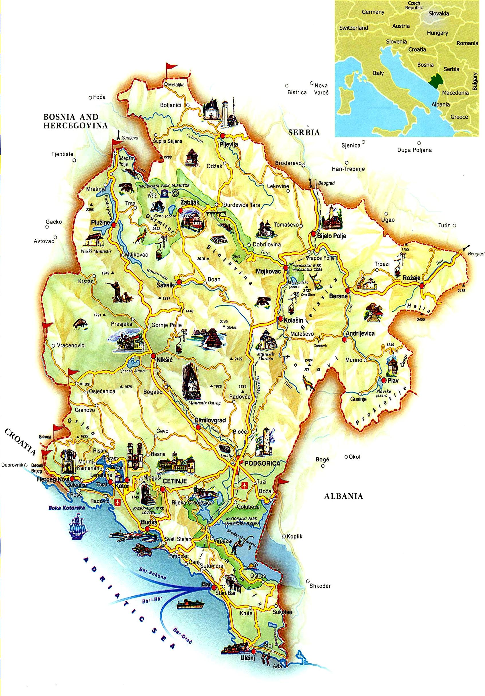 Maps of Montenegro & Tourist
