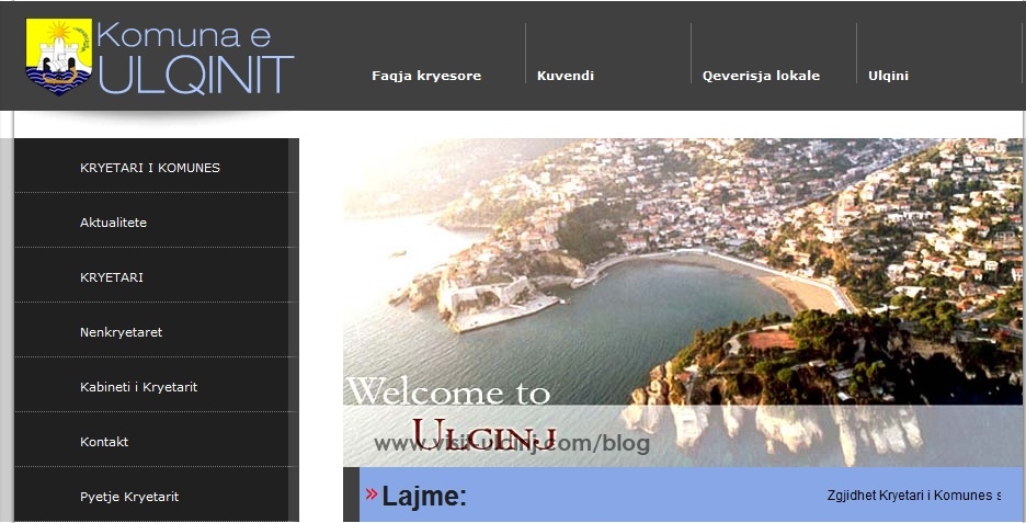 Mbyllet dhe Riçelet Ueb faqja Komuna e Ulqinit