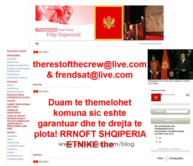 Albanski hakeri napali Vujanovićev sajt