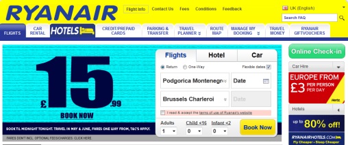 Ryanair fillon fluturimet per Mal të Zi