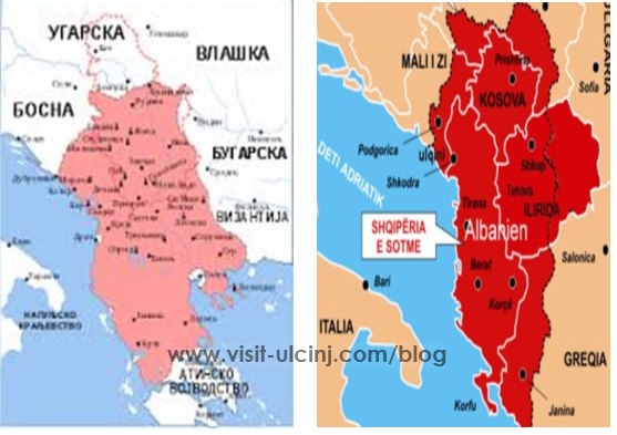 Krahaso hartat; Harta e Serbisë së Vjetër - Harta e Shqipërisë Madhe