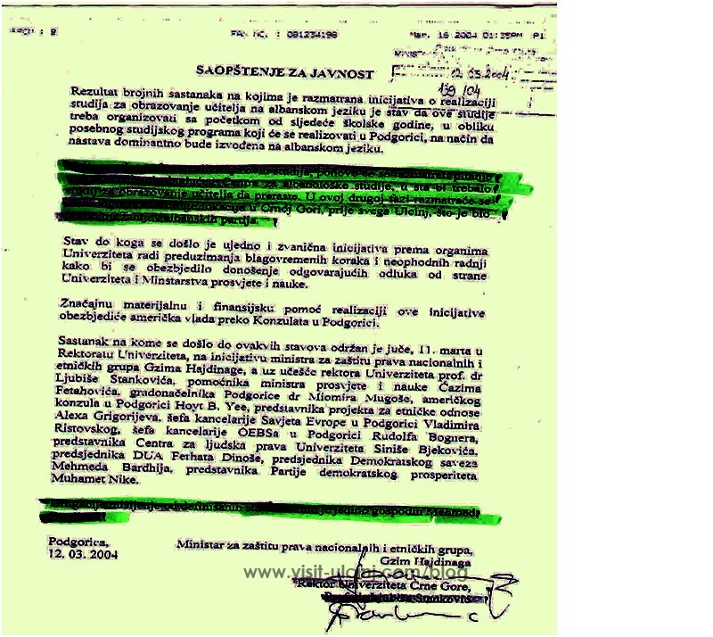 Fotokopje e Kumtesës së Ministrit Gzim Hajdinaga