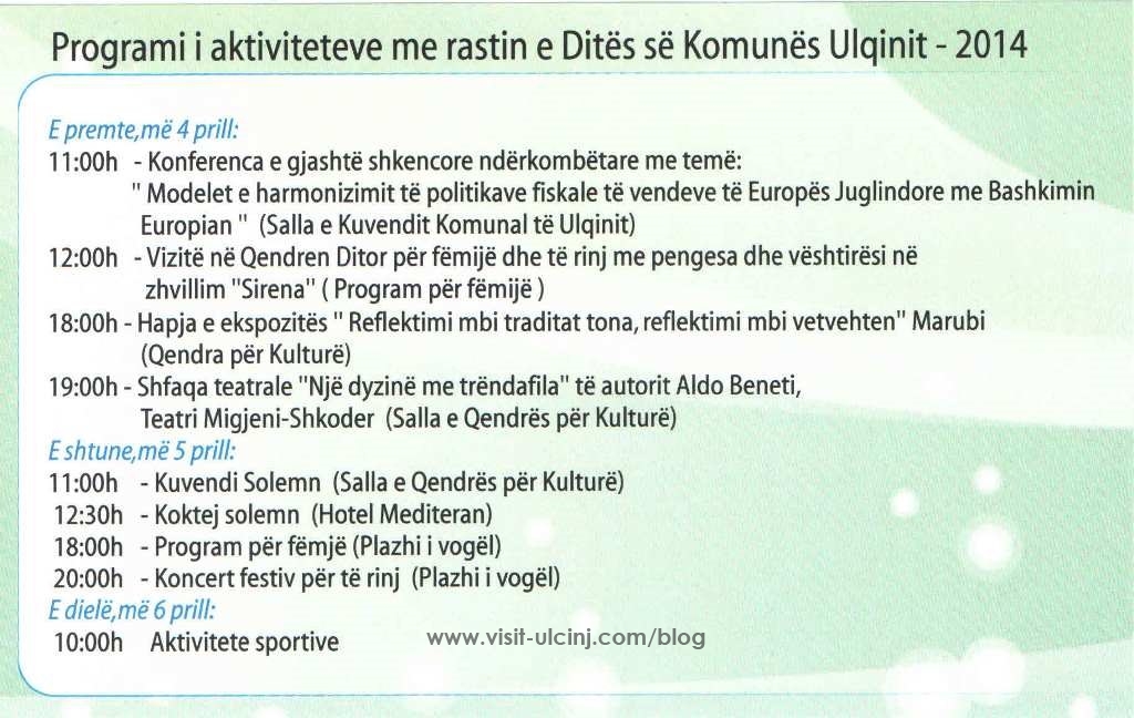 Dita e Komunës së Ulqinit – Programi dhe aktivitetet