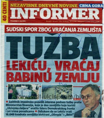 Nika: Rasti i kthimit të tokës  Miodrag Lekiqit në Ulqin  që hidhet poshtë nga shteti