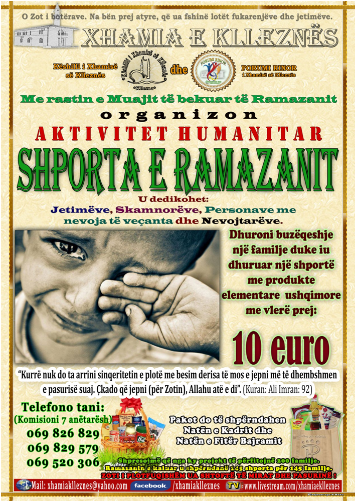 Fillon aksioni humanitar “Shporta e Ramazanit” Xhamia Klleznes – Video