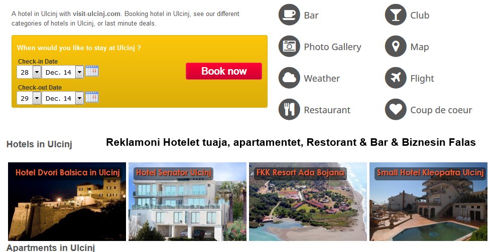 Reklamoni Hotelet tuaja, apartamentet, Restorant & Bar & Biznesin Falas