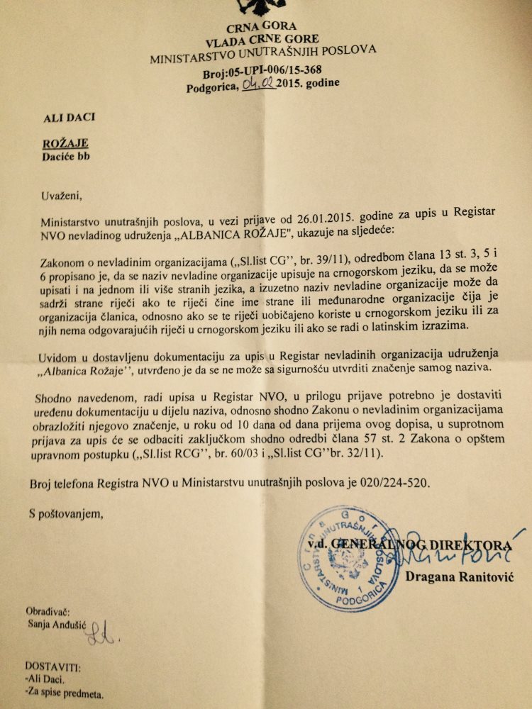 MPB-ja e MZ-së nuk e regjistron OJQ-në me emrin ALBANICA
