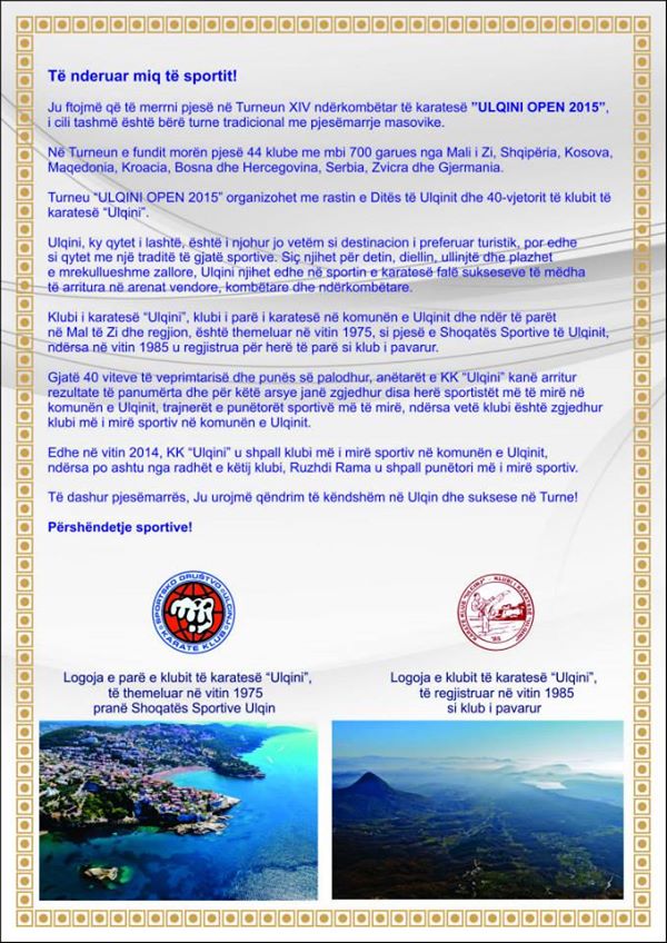 Turneu XIV ndërkombëtar të karatesë-ULQINI OPEN 2015-2