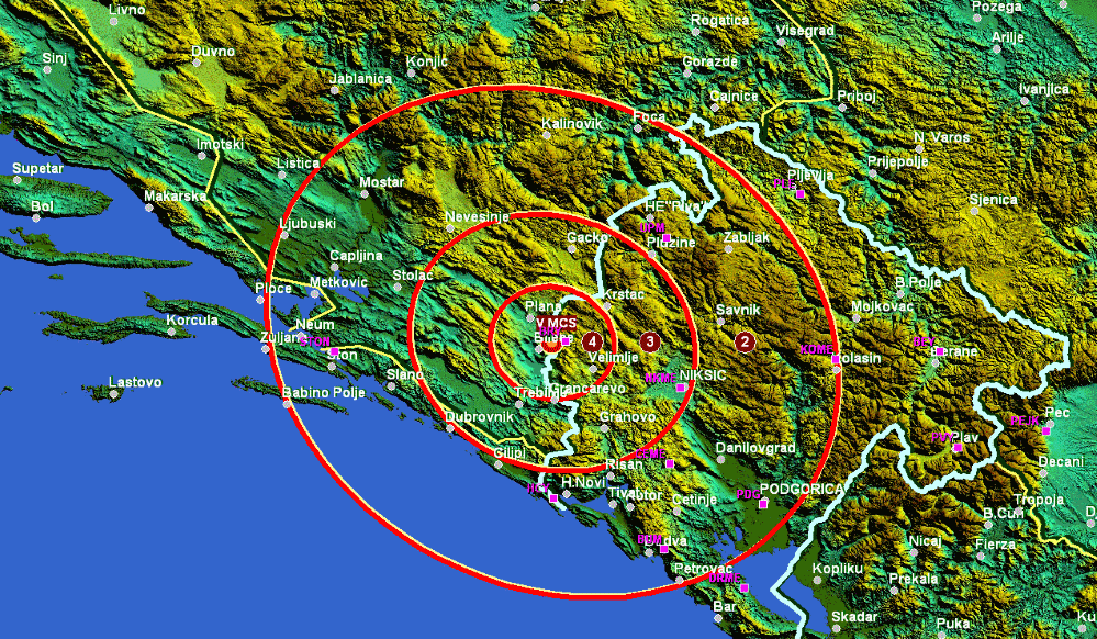 Zemljotres jačine 3.9 stepena po Rihteru u Bileći i u HercegNovi