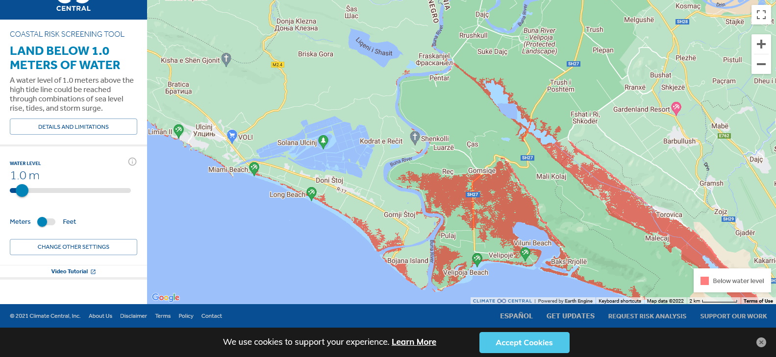 The Great Beach and Ada Bojana are being swallowed up by the sea, look at the map of the Ulcinj coast